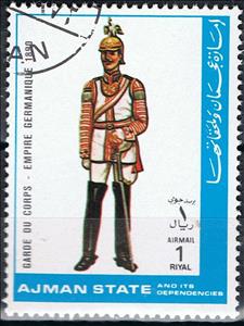 Stamp, Garde du Corps - Empire Germanique 1890, Ajman,  , Military Officers