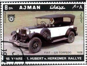 Stamp, Fiat 1928, Ajman,  , Cars