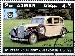 Stamp, Maybach 1936, Ajman,  , Cars