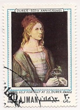 Stamp, Self portrait at 22, Ajman,  