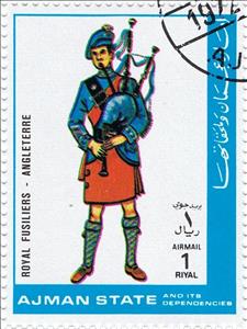 Stamp, Royal fusiliers - Angleterre, Ajman,  , Military Officers
