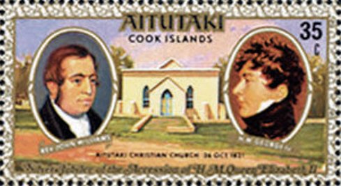 Rev. John Williams, King George IV & first church of Aituta…