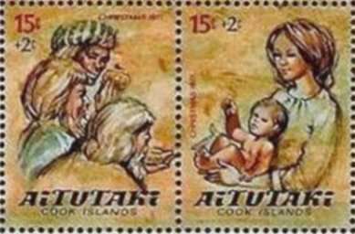 Se-tenant, Adoration of the Three Kings + surcharge, Aitutaki,  , Christmas