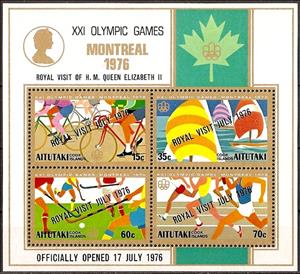 Souvenir Sheet, Olympic Games Montreal 1976, overprinted, Aitutaki,  , Olympic Games