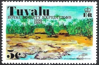 Hurricane beach and coral from photograph by expedition