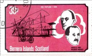 Stamp, Flight Anniversary of Wright Brothers - Roe Triplane I 1909, Cinderellas,  , Aircraft