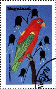 Stamp, Crimson lory, Cinderellas,  , Birds
