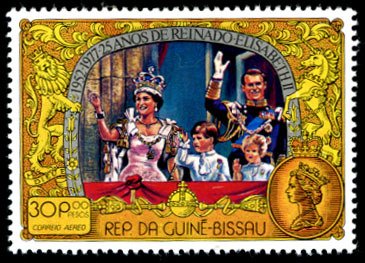 Stamp, 25 Years of Reign of Elizabeth II, Guinea-Bissau,  
