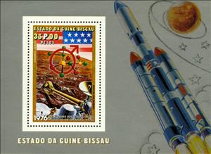 Souvenir Sheet, Landing module on Mars, Guinea-Bissau,  