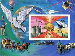 Souvenir Sheet, Semaphore signalling system, satellite dish, Guinea-Bissau,  