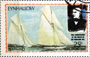 Stamp, 100th anniversary of the death of Rowland Hill, Cinderellas,  , Sailing Ships