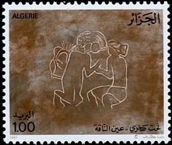 Saharan rock art – couple feeding