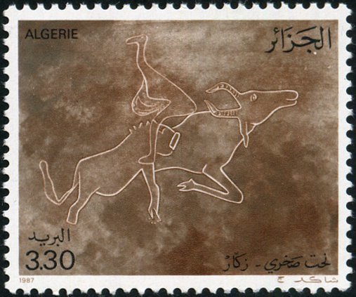 Saharan rock art - buffalo and lion