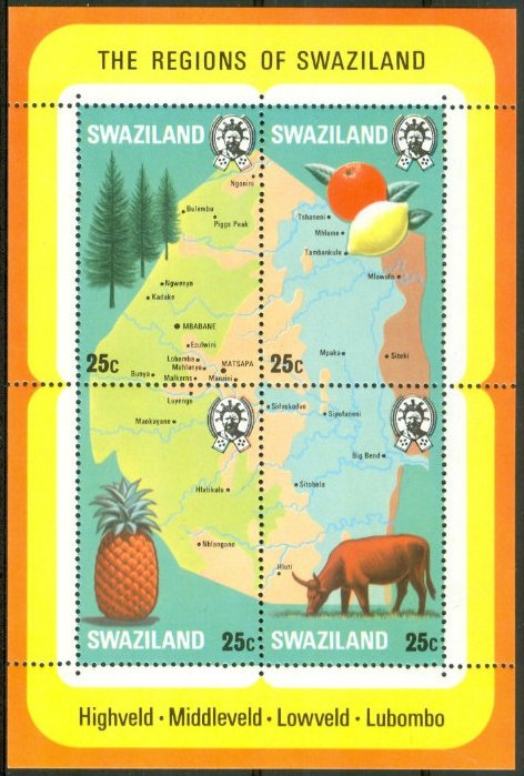 Map of Swaziland and produce