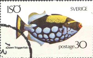 Stamp, Clown triggerfish, Cinderellas,  , Fishes