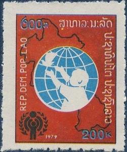Stamp, Child, Dove and Globe, Laos,  , Children