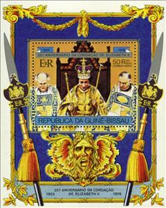 Souvenir Sheet, 25th Anniversary of the Coronation of Elizabeth II, Guinea-Bissau,  