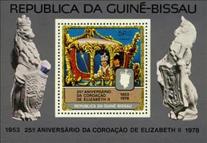 Souvenir Sheet, 25th Anniversary of the Coronation of Elizabeth II, Guinea-Bissau,  