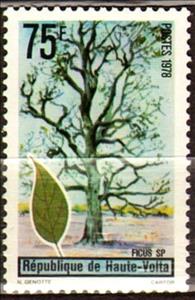 Stamp, Trees, Upper Volta,  , Plants (Flora), Trees