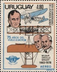Stamp, Boiso Lanza and Wright brothers, Uruguay,  , Aviation, Aircraft
