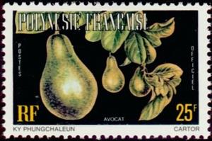 Stamp, Persea americana, French Polynesia,  , Fruits, Plants (Flora)