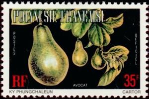 Stamp, Persea americana, French Polynesia,  , Fruits, Plants (Flora)