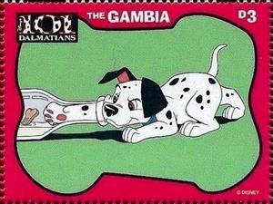Stamp, Mischievous puppies, Gambia,  , Disney