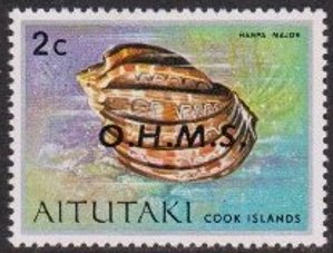 Stamp, Major Harp (Harpa major), Aitutaki,  , Animals (Fauna), Molluscs, Sea Life, Shells