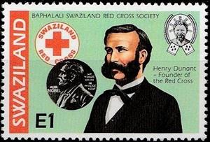 Stamp, Red Cross founder Henry Dunant, Swaziland,  , Red Cross and Red Crescent