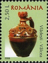 Stamp, Pottery - Vladesti (Valcea), Romania,  , Glass and Earthenware, Folklore