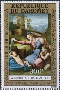 Stamp, La Vierge Au Diademe Bleu, Raphael, Dahomey,  , Christmas, Painters, Paintings