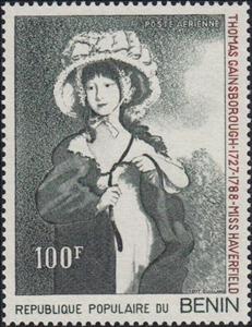 Stamp, Miss Haverfield, by Gainsborough, Benin,  , Paintings
