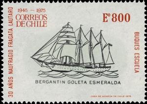 Stamp, Brigantine Goleta Esmeralda, Chile,  , Ships