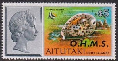 Stamp, Wonder Cowry (Cypraea hesitata), Aitutaki,  , Animals (Fauna), Molluscs, Sea Life, Shells