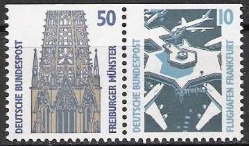 Se-tenant, Se-tenant 50 + 10 Pf., Germany, Federal Republic,  