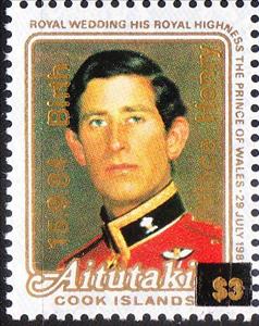 Stamp, Birth of Prince Henry of Wales, Aitutaki,  