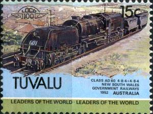 Stamp, Class AD 60 4-8-4+4-8-4 New South Wales Government Railways…, Tuvalu,  , Locomotives, Transport