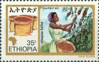 Stamp, Picking beans, Ethiopia,  , Agriculture, Coffee, Plants (Flora)