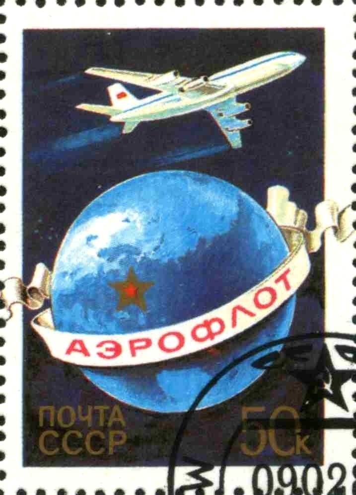 Ilyushin (IL-86) Jetliner over globe