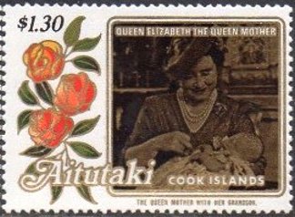 Stamp, Queen Elizabeth the Queen Mother, Aitutaki,  