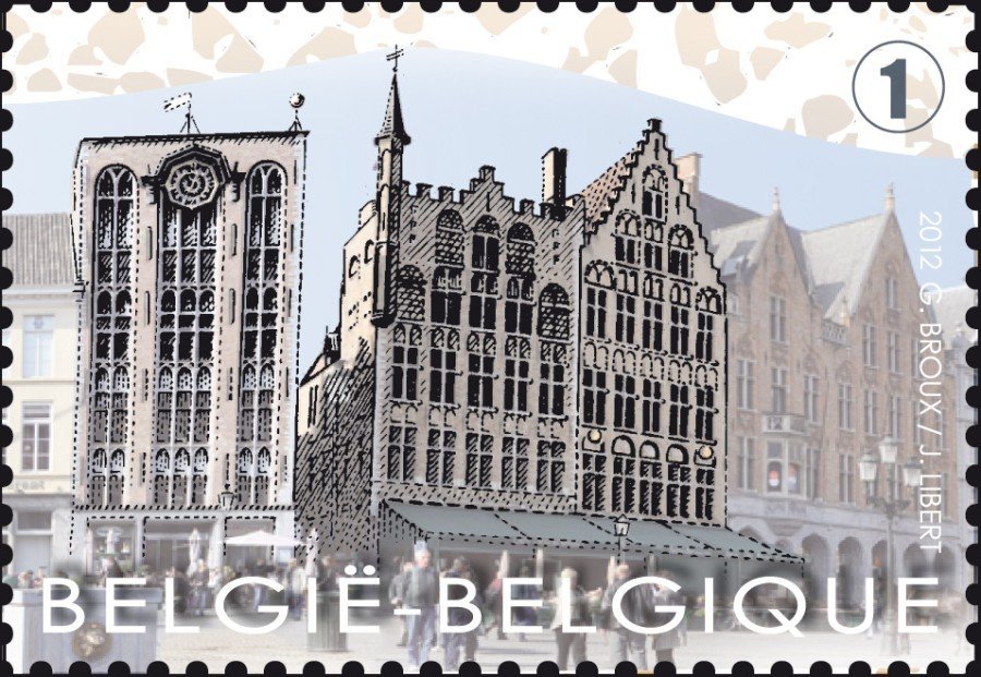 Market Square of Bruges: Houses Boechoute, Craenenburg, Die