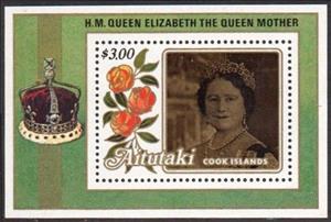Souvenir Sheet, Queen Elizabeth the Queen Mother, Aitutaki,  