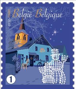Stamp, Christmas & New Year 2012 National - Bottom imperforate, Belgium,  , Christmas