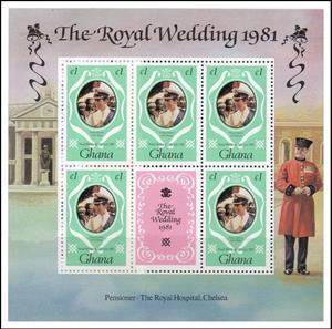 Mini Sheet, Prince Charles, Ghana,  , Princes, Royalty, Weddings