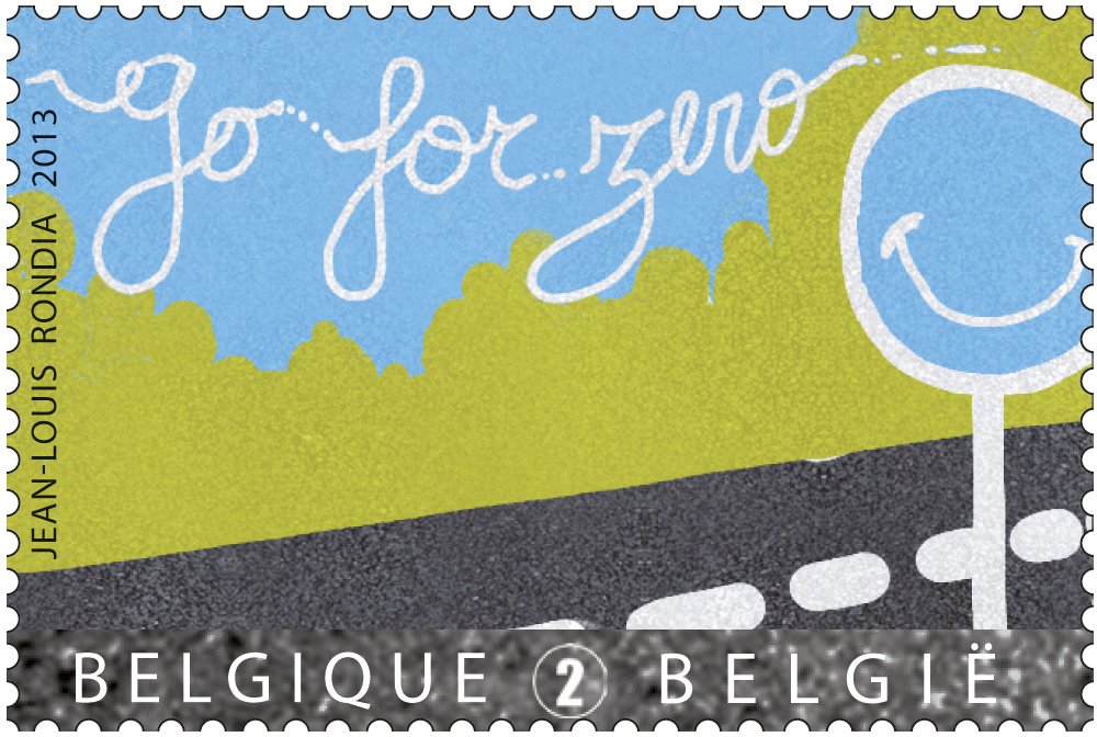 Road Safety: Go for zero.  Drawning by Jean-Louis Rondia