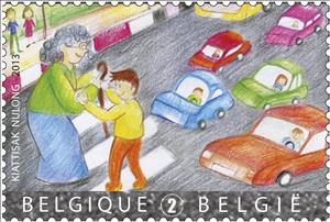 Stamp, Road Safety: Go for zero.  Drawning by Kiattisak Nulong, Belgium,  , Roadsafety