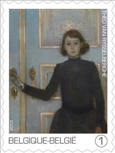 Stamp, Théo van Rysselberghe: Portrait of Margueritte of Mons. 1886, Belgium,  