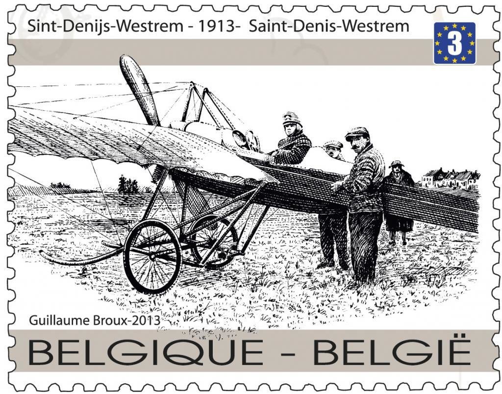 First Airmail Flight: departure of pilot Henri Crombez at Si
