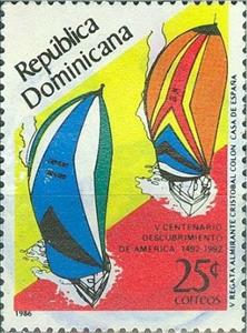 Stamp, 500th Anniversary of the discovery of America, Dominican Republic,  , Sailing Ships, Ships