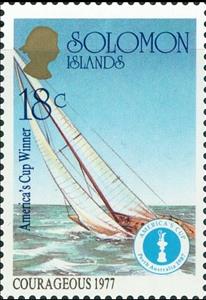 Stamp, Courageous 1977, Solomon Islands,  , Sailing Ships, Ships